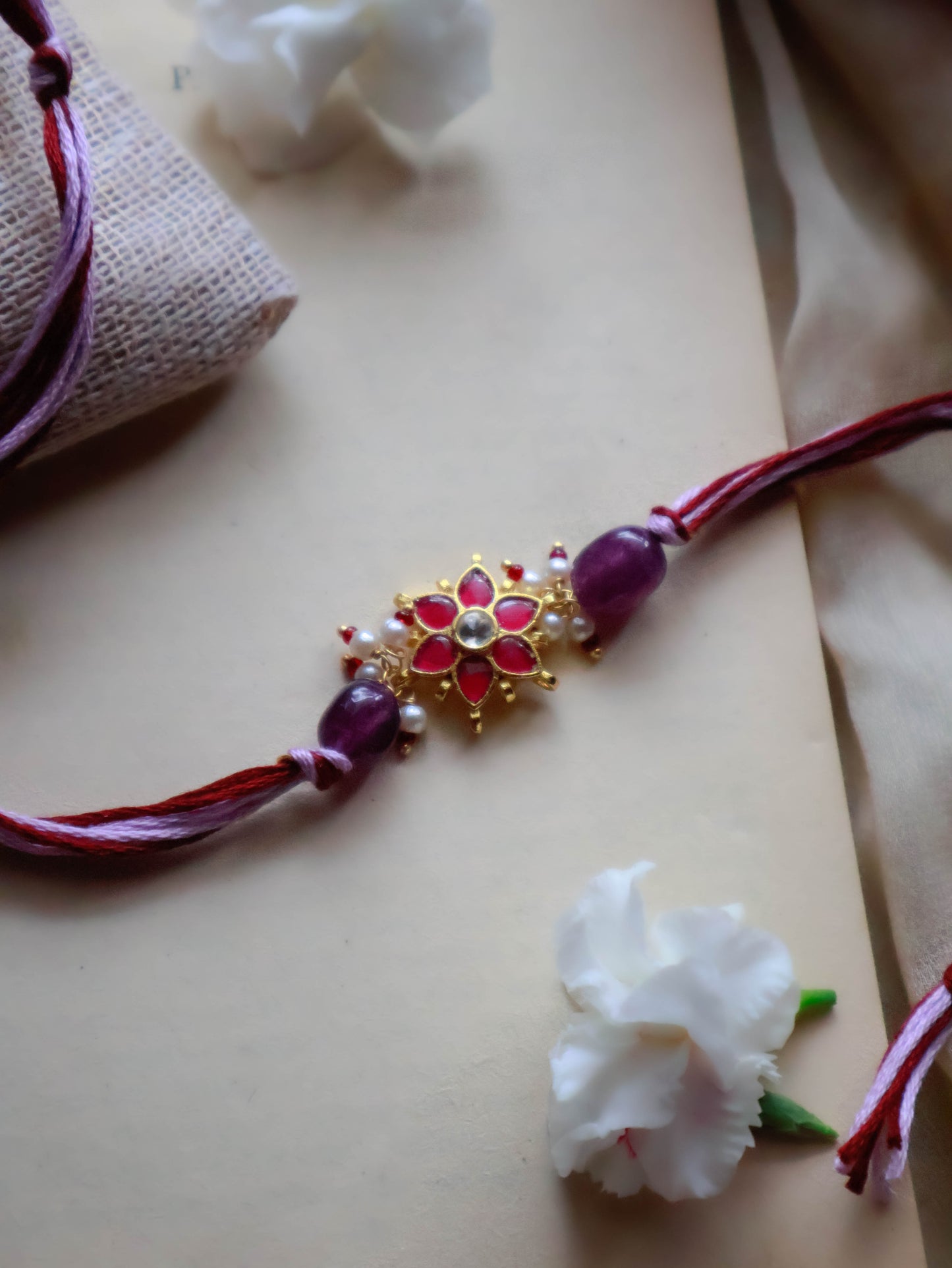 Lego Purple Kundan Floral Rakhi