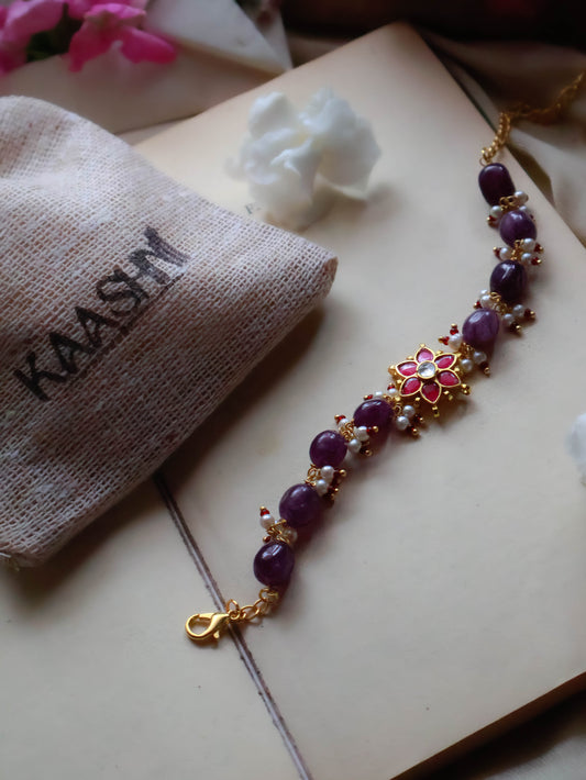 Lego Purple Kundan Floral Lumba