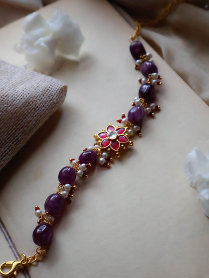 Lego Purple Kundan Floral Lumba