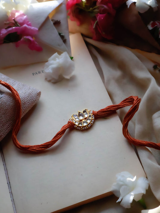 Bheem Lotus Rust Kundan Rakhi