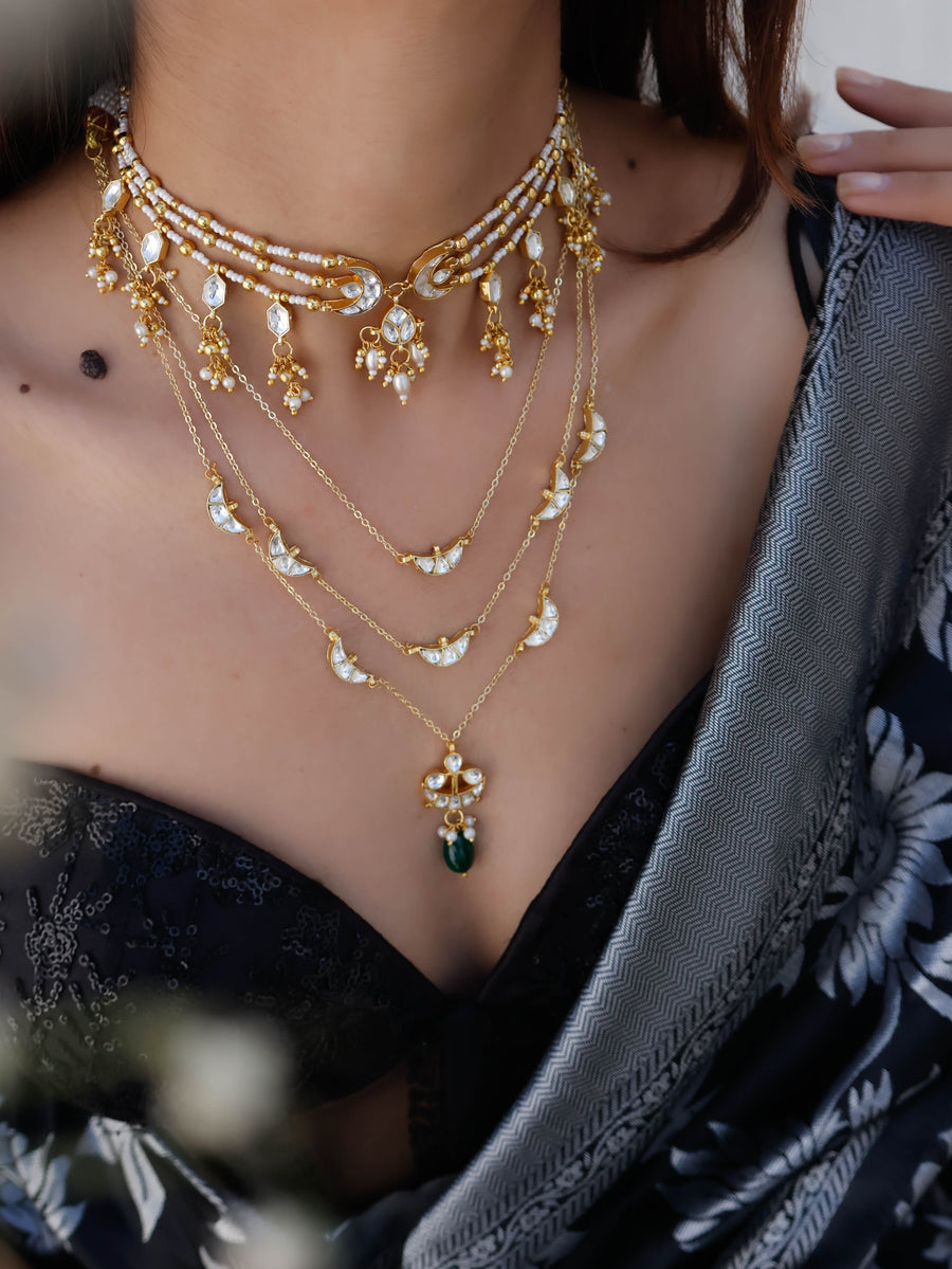 Zeeniya Kundan Choker & Multi-layered Necklace