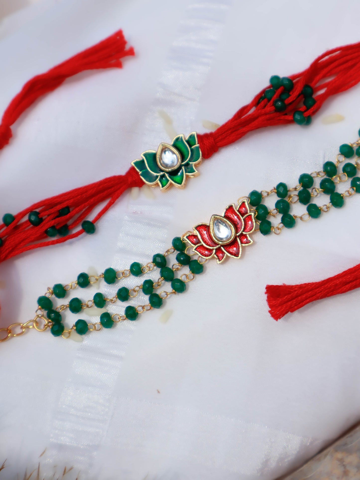 Surkh Lotus Rakhi and Lumba Set