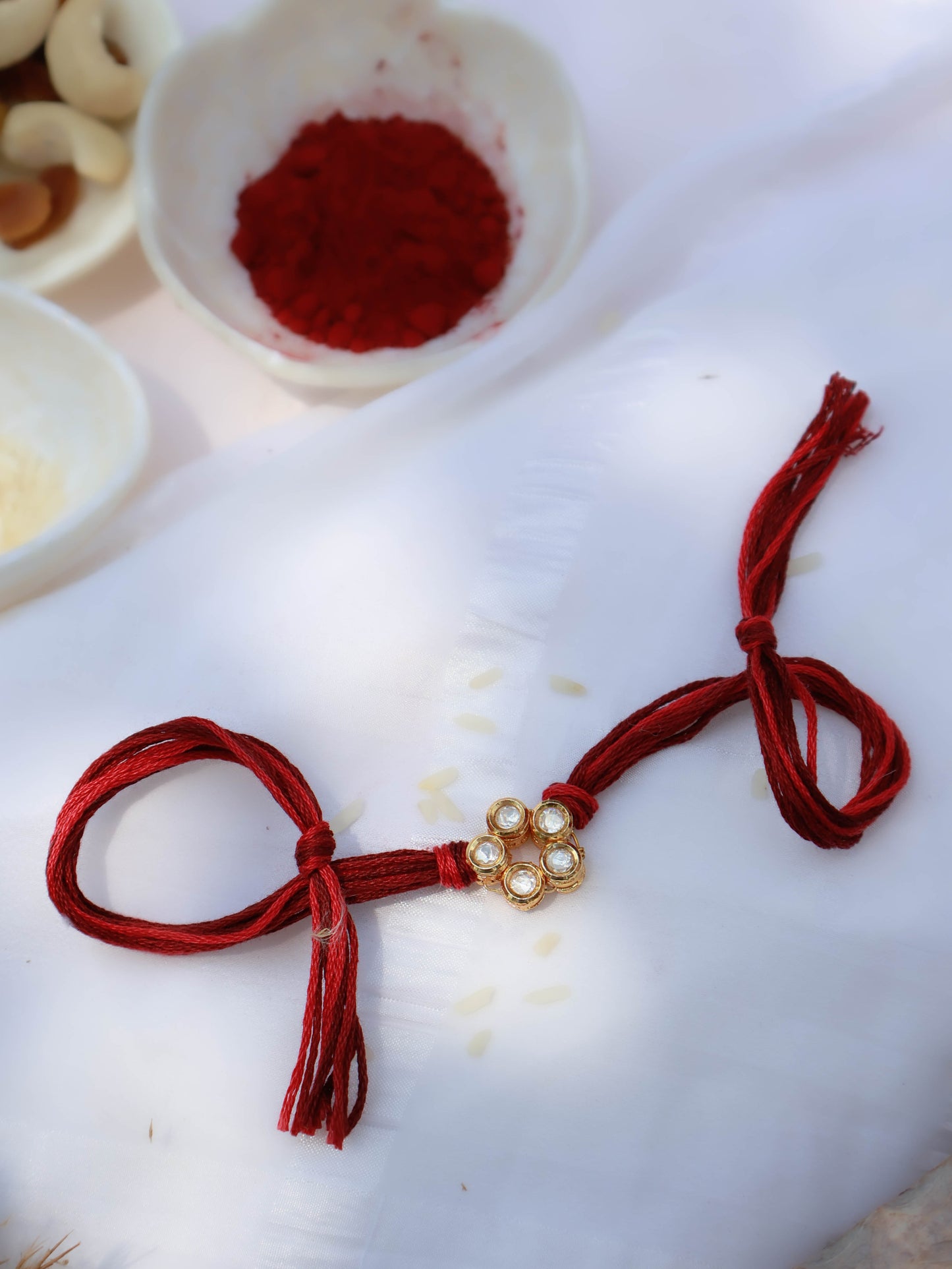 Rama Red Floral Kundan Rakhi