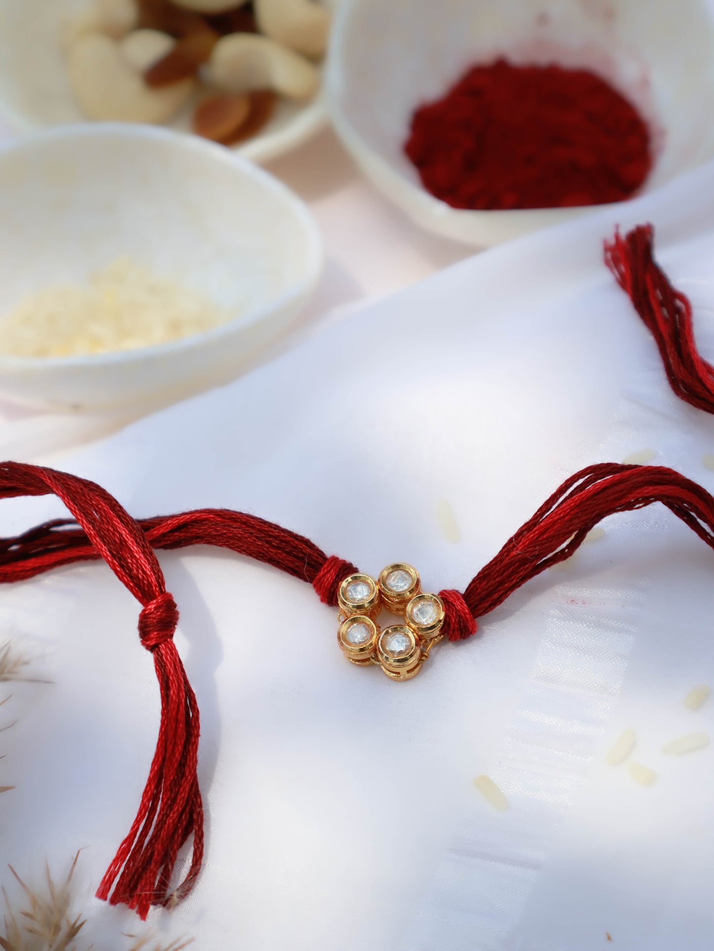 Rama Red Floral Kundan Rakhi