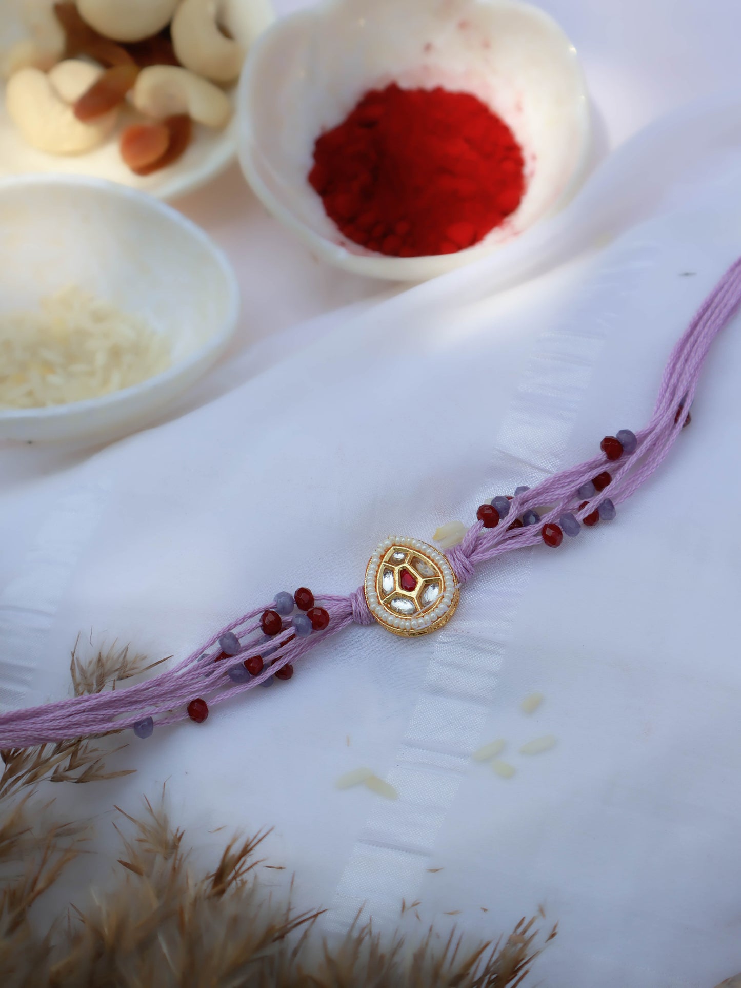 Dhruv Kundan Purple Rakhi