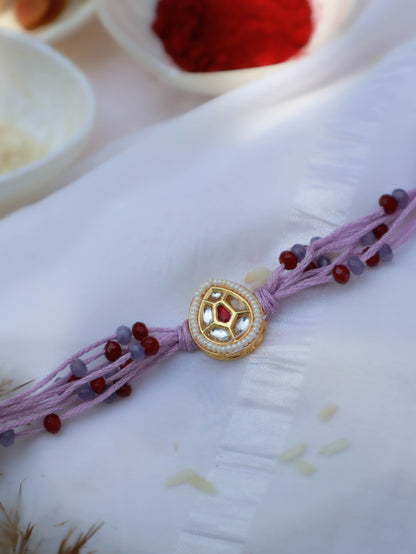 Dhruv Kundan Purple Rakhi