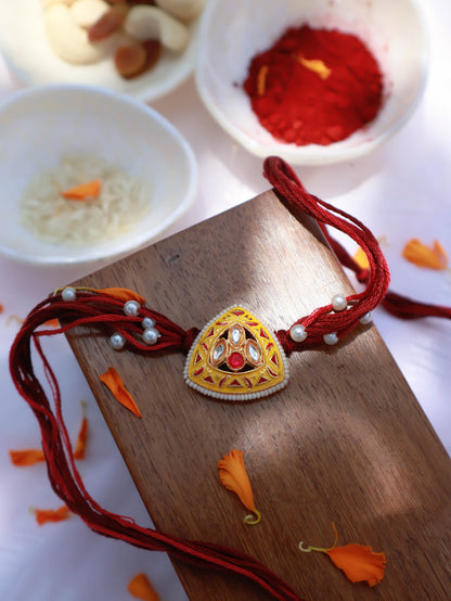 Kisna Yellow Meenakari Rakhi