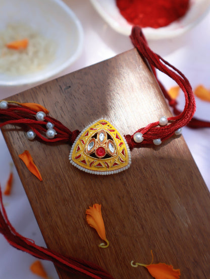 Kisna Yellow Meenakari Rakhi
