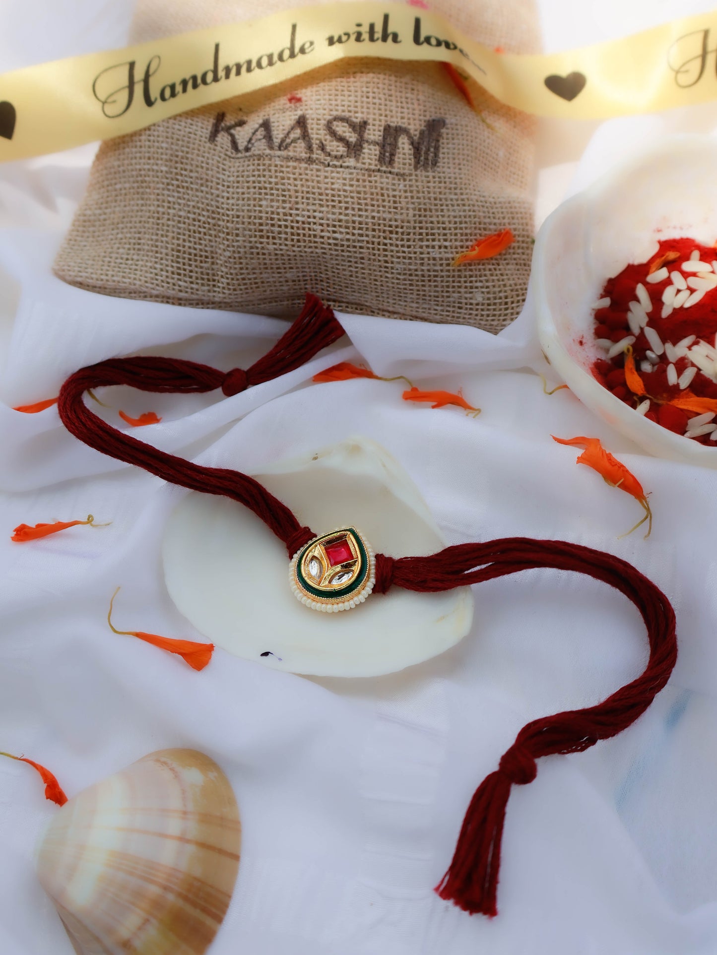 Nihal Red Kundan Rakhi