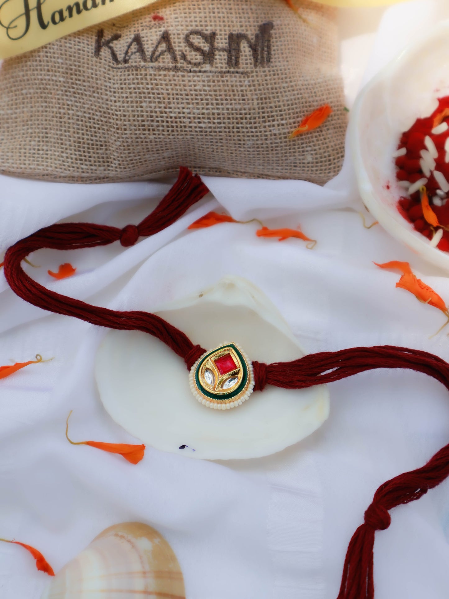 Nihal Red Kundan Rakhi