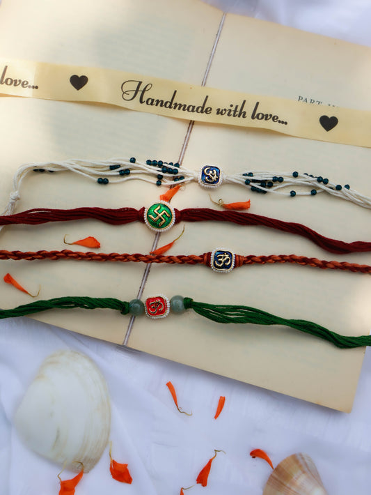 Ulhas Om and Swastik Rakhi - Set of 4