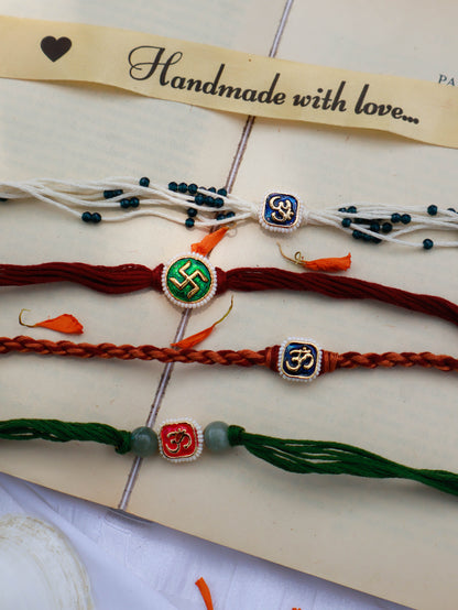 Ulhas Om and Swastik Rakhi - Set of 4