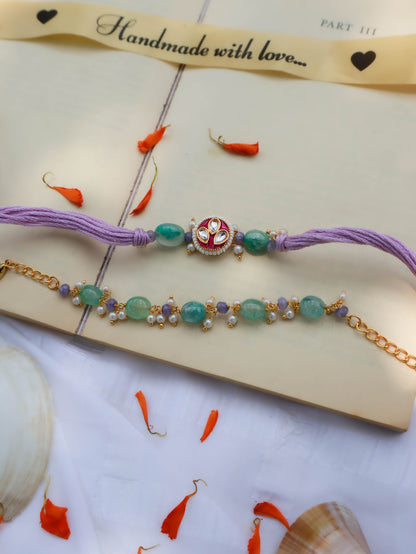 Iklavya Meenakari Lavender Rakhi Lumba Set