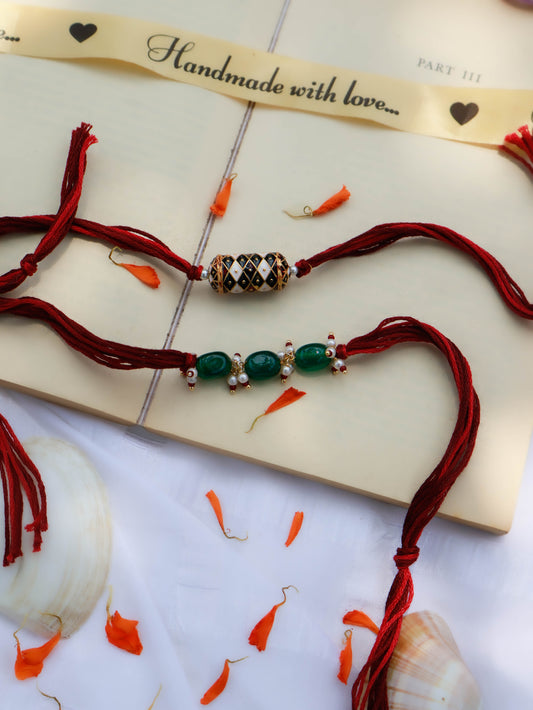 Pushkar Maroon Rakhi Set