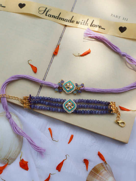 Luft Lavender Meenakari Rakhi Lumba Set