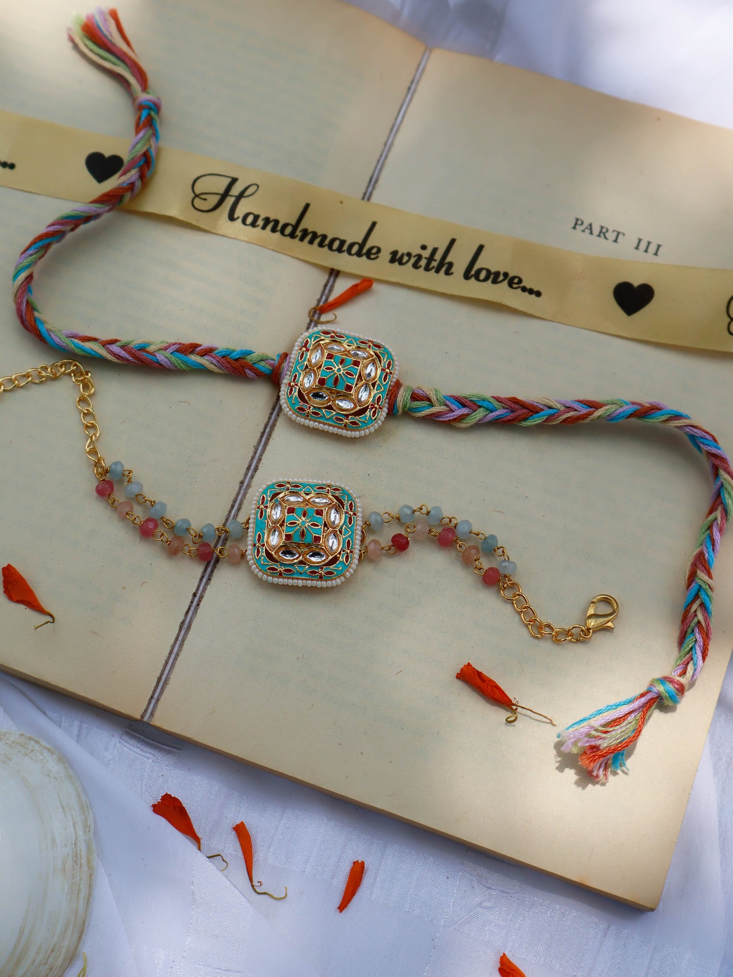 Ritik Multicolored Meenakari Rakhi Lumba Set