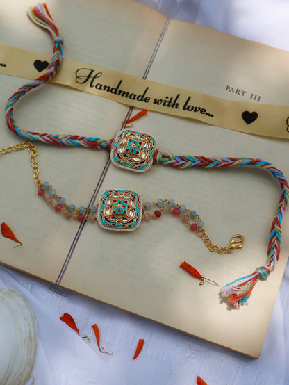 Ritik Multicolored Meenakari Rakhi Lumba Set