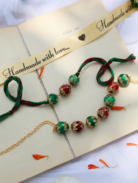 Ved Meenakari Rakhi Lumba Set