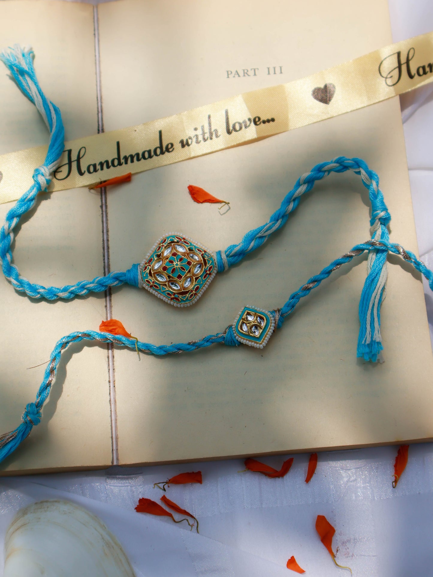 Arihan Turquoise Meenakari Rakhi Set
