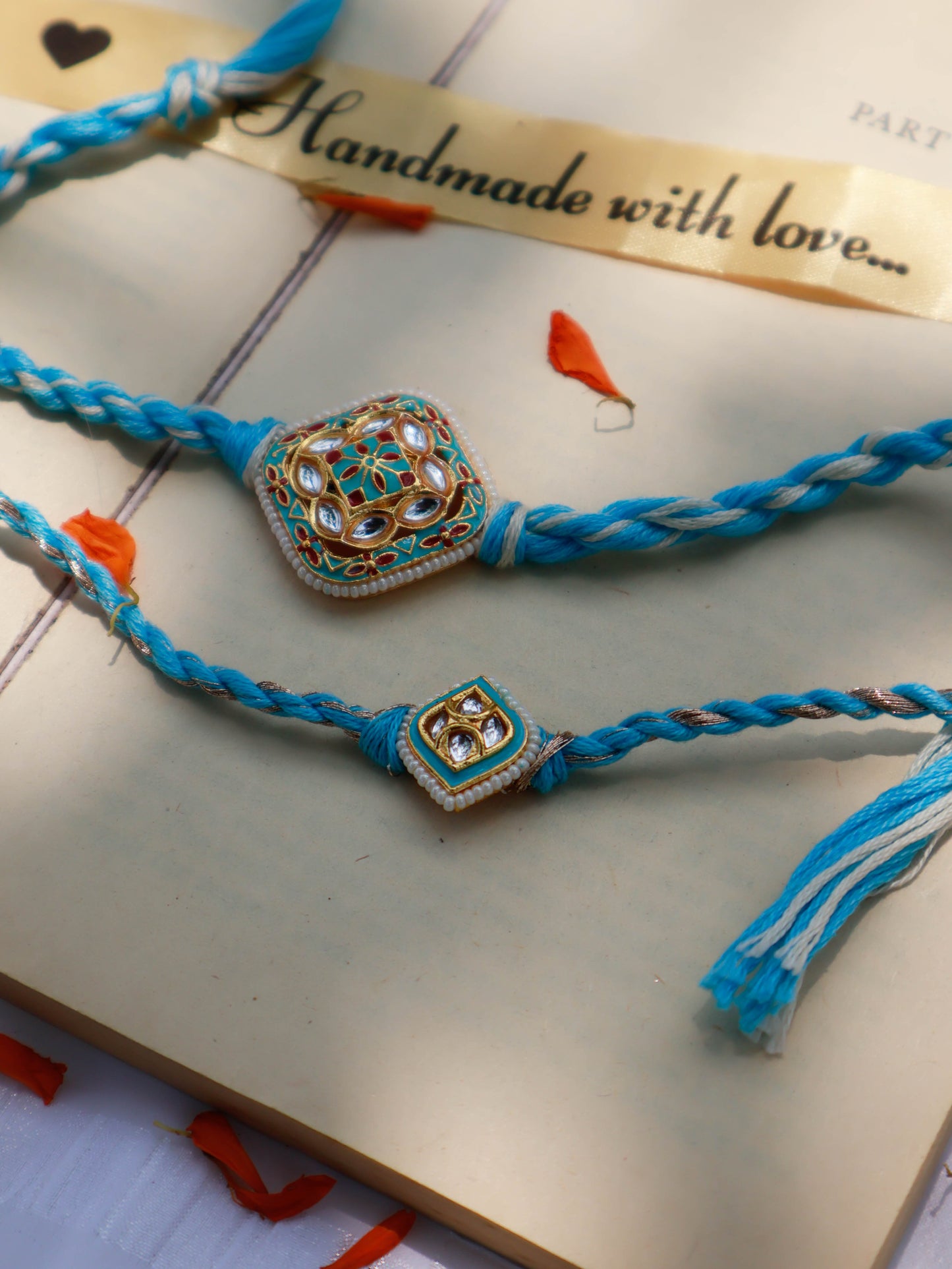 Arihan Turquoise Meenakari Rakhi Set