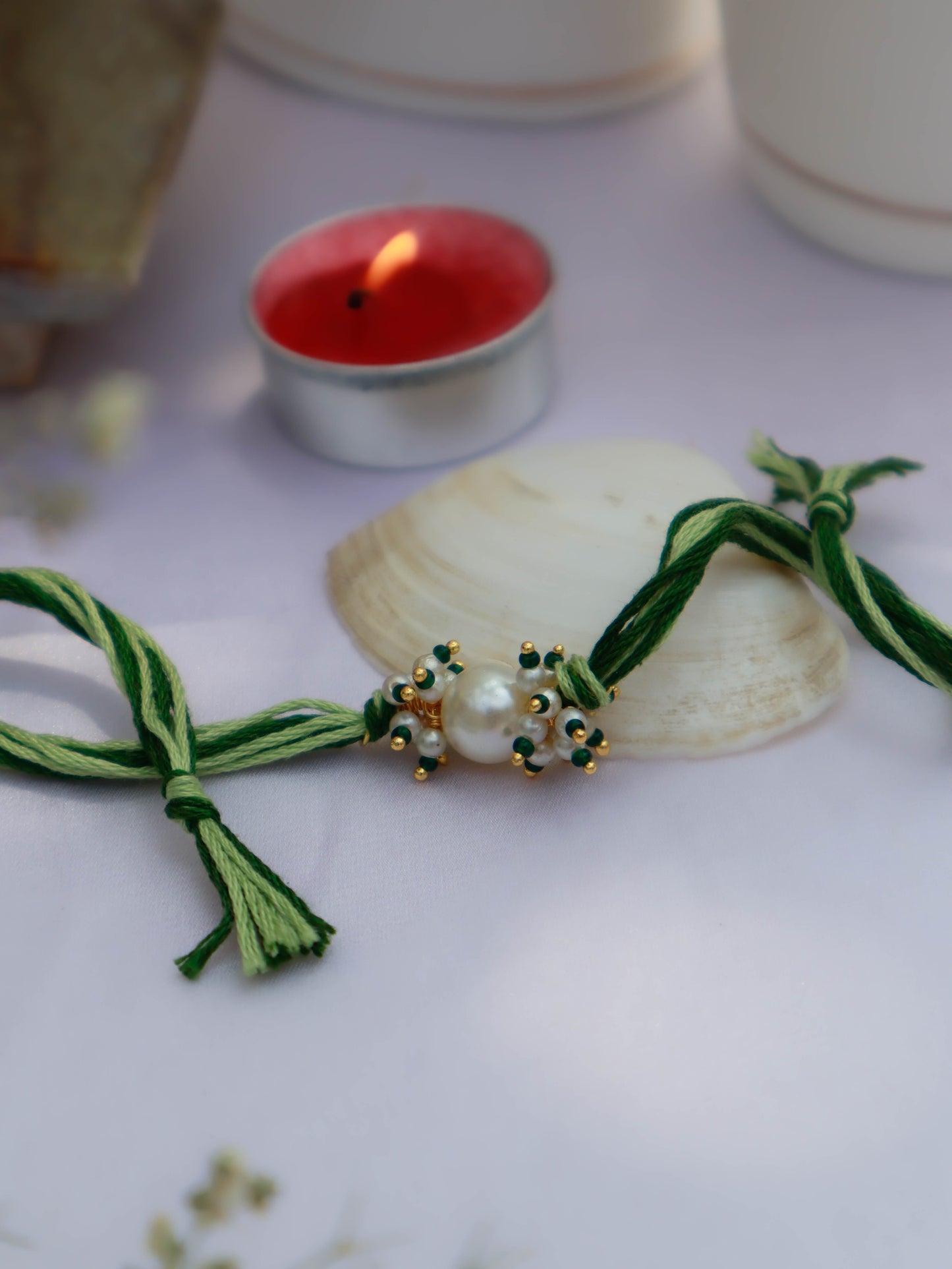 Avyaan Green Pearl Rakhi