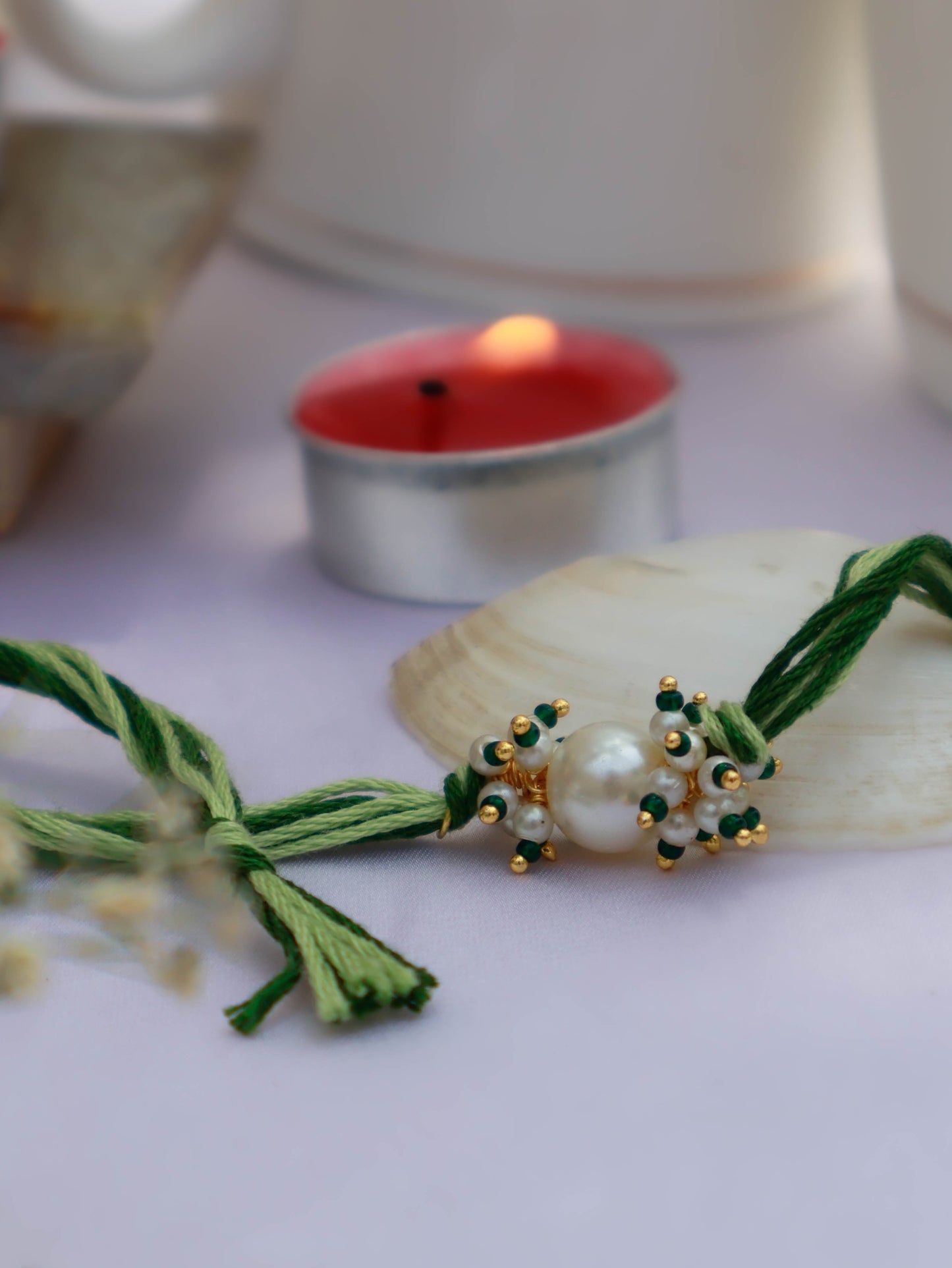 Avyaan Green Pearl Rakhi