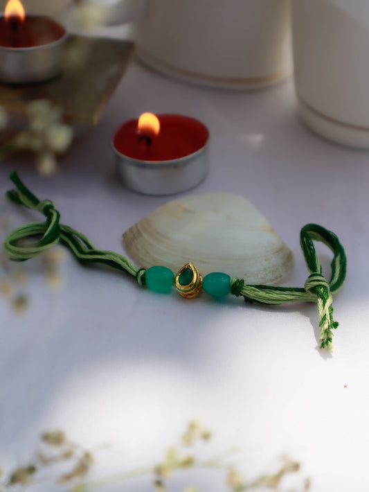 Archit Green Kundan Rakhi