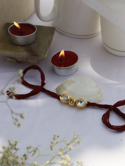 Mayin Maroon Kundan Rakhi