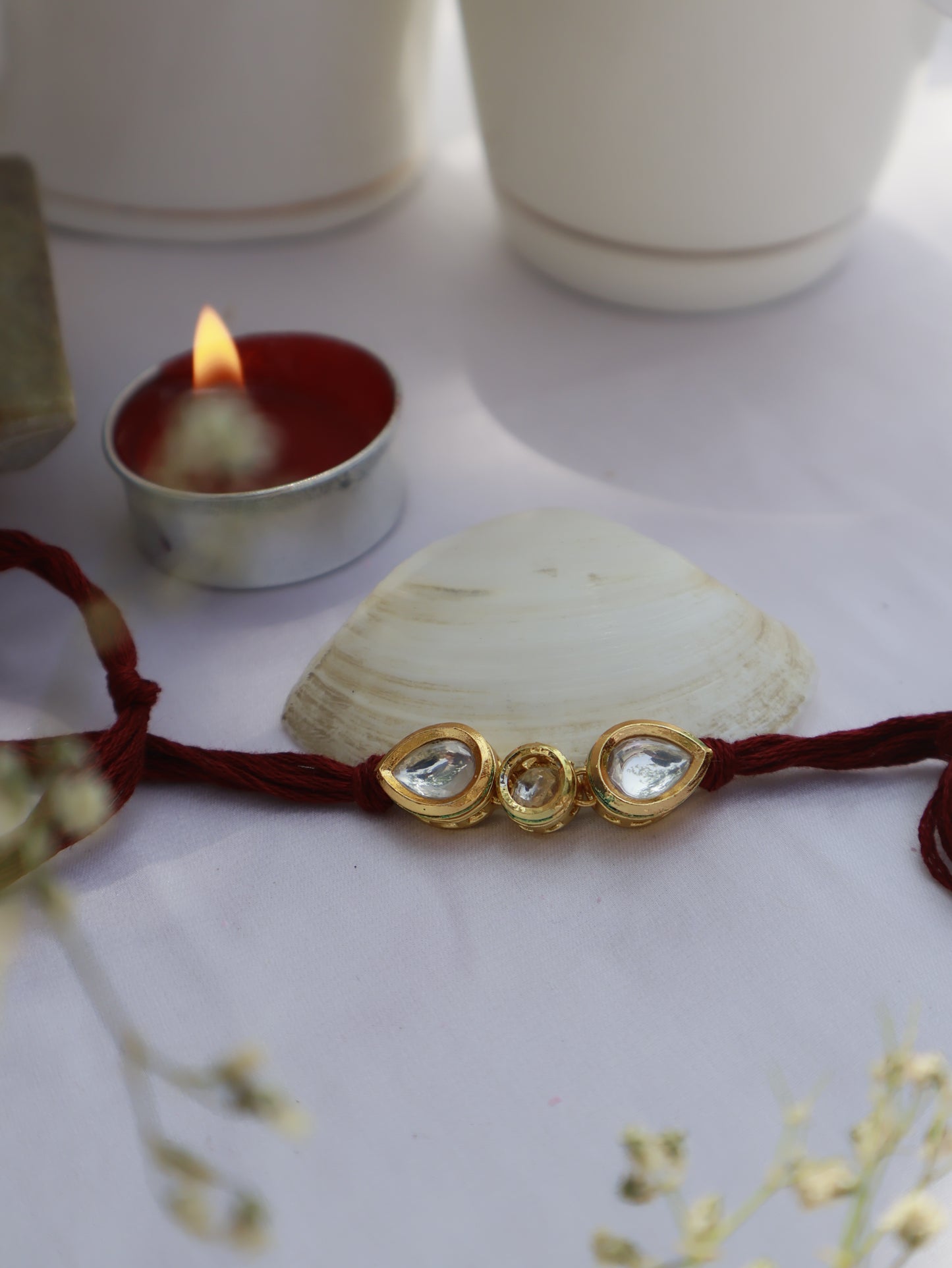 Mayin Maroon Kundan Rakhi