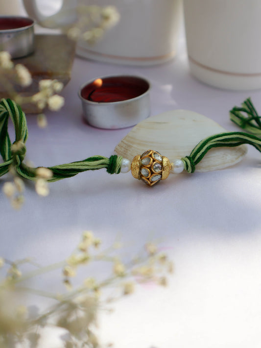 Lavish Green Kundan Rakhi