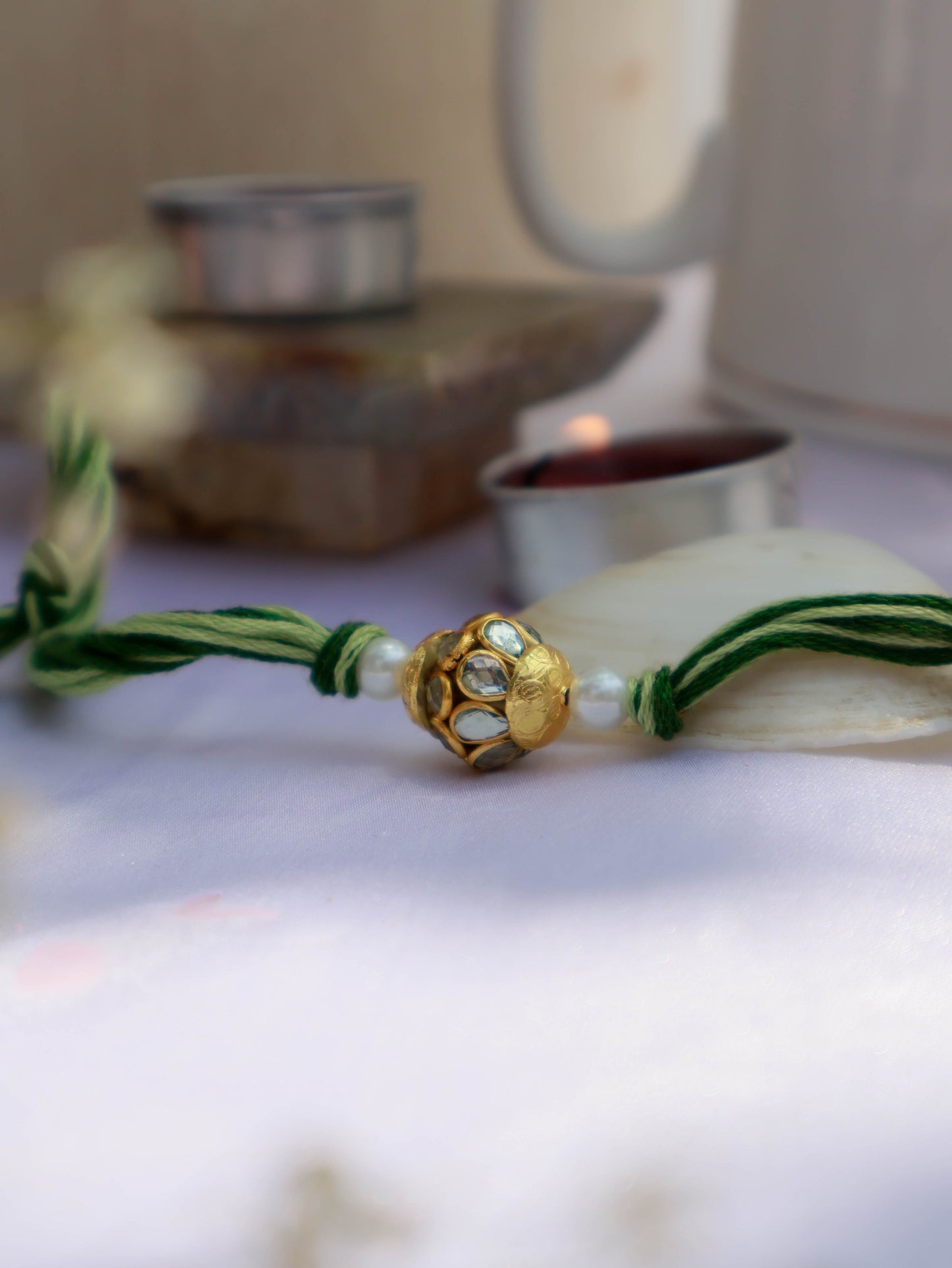 Lavish Green Kundan Rakhi