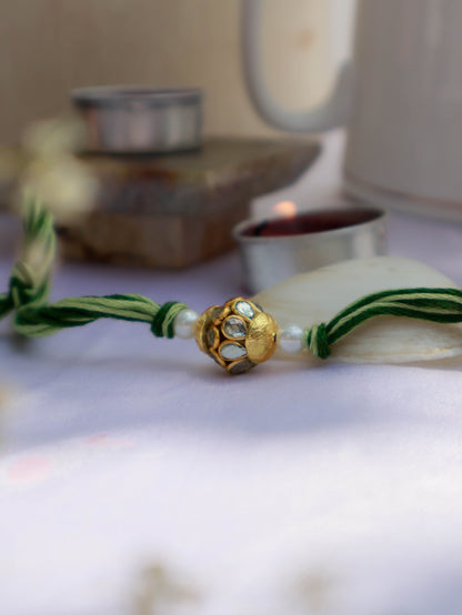 Lavish Green Kundan Rakhi
