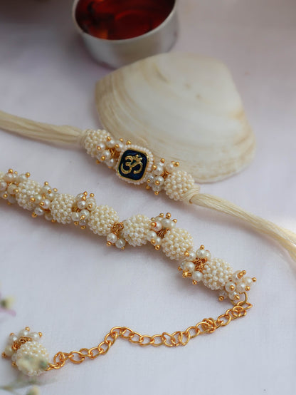 Gul Pearl Rakhi Lumba Set