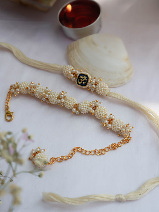 Gul Pearl Rakhi Lumba Set