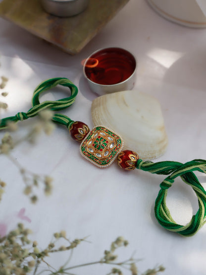 Jay Multicolored Kundan Rakhi