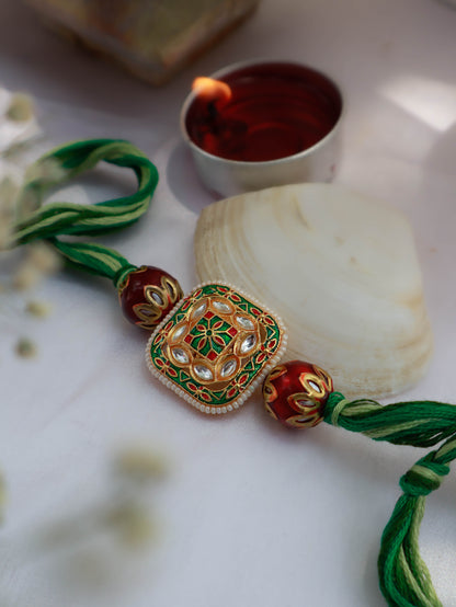 Jay Multicolored Kundan Rakhi