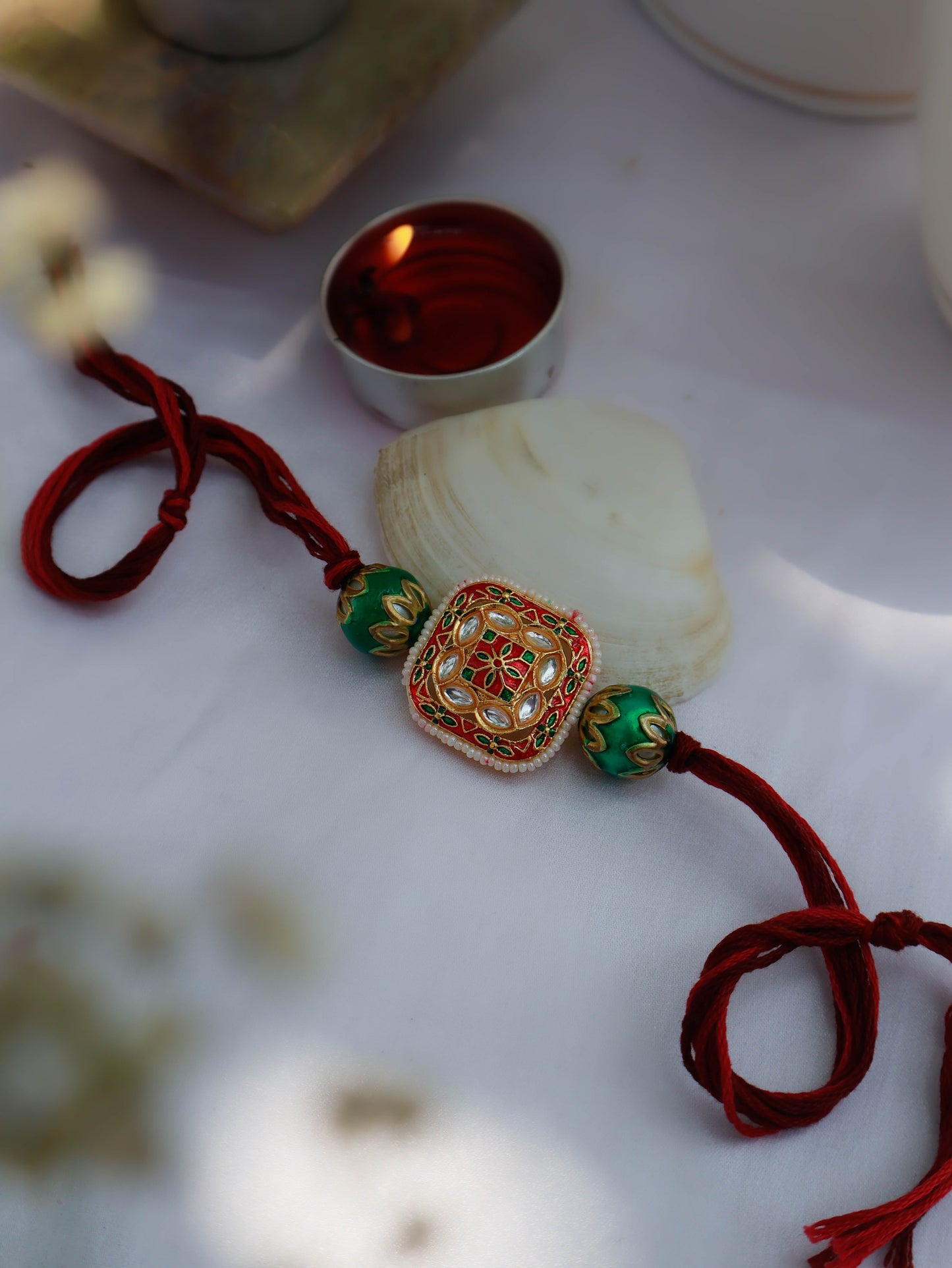 Aarav Red Kundan Rakhi