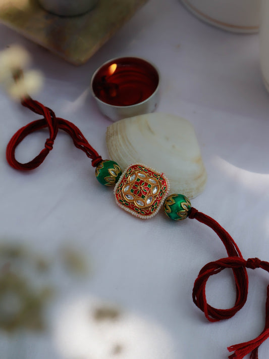 Aarav Red Kundan Rakhi