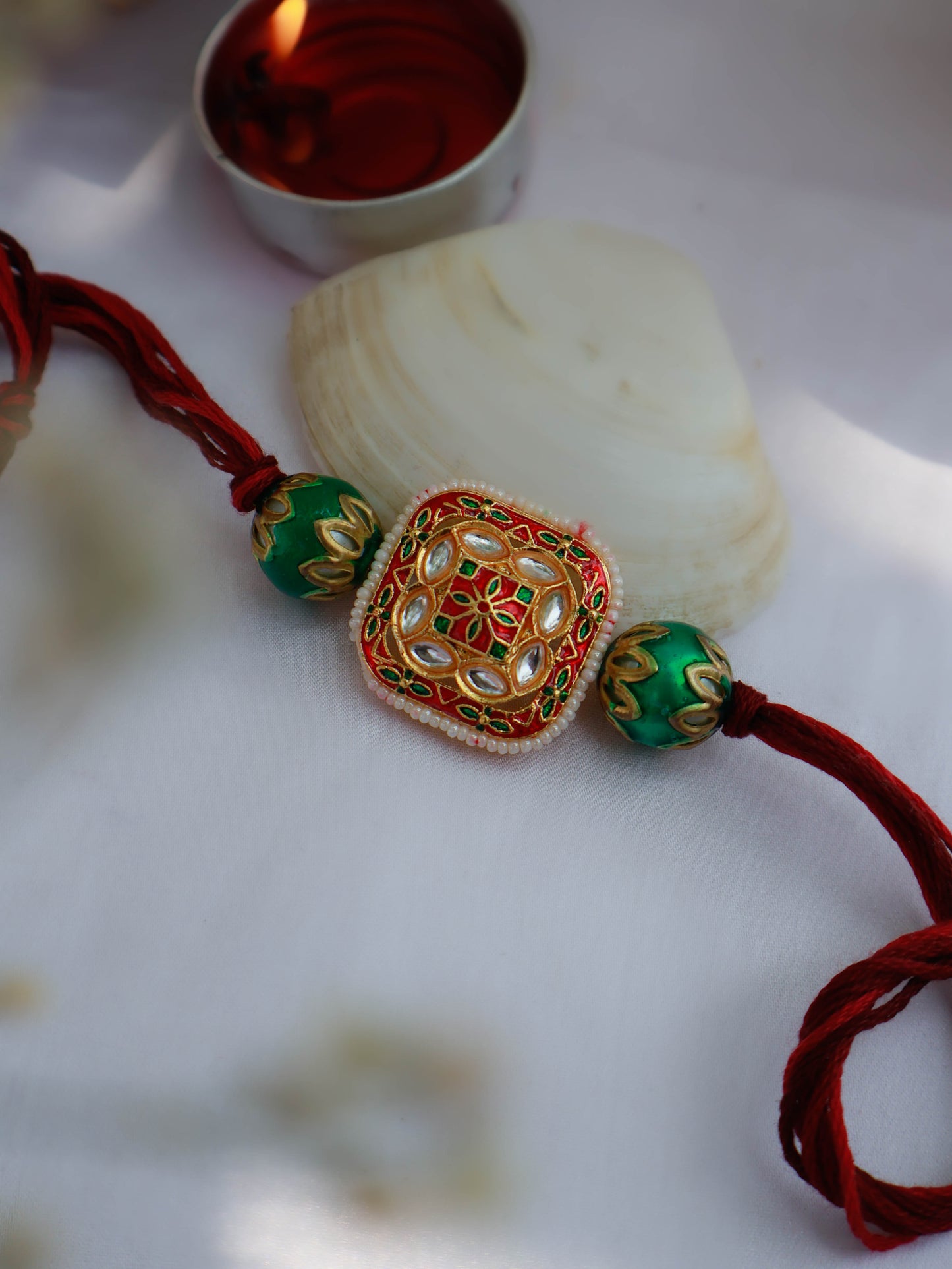 Aarav Red Kundan Rakhi