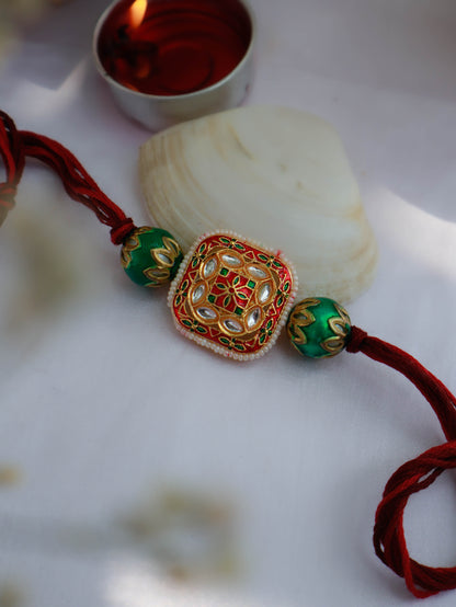 Aarav Red Kundan Rakhi