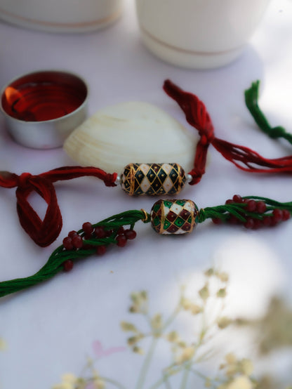 Atharv Red & Green Rakhi Set