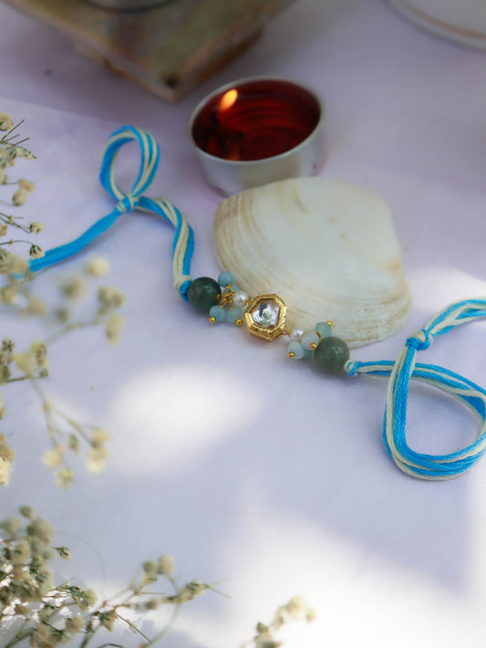 Bhavin Turquoise Kundan Rakhi