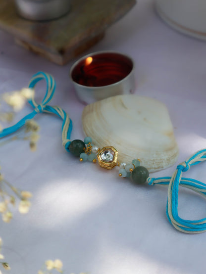 Bhavin Turquoise Kundan Rakhi
