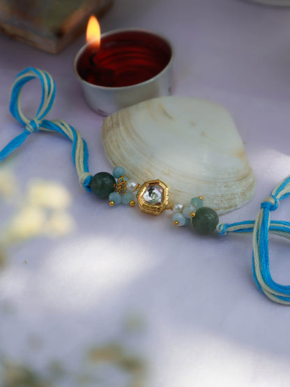 Bhavin Turquoise Kundan Rakhi