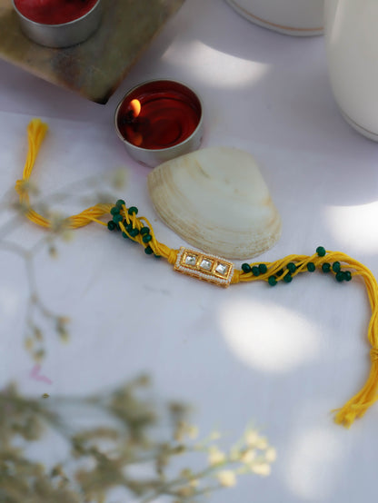 Naksh Yellow Kundan Rakhi