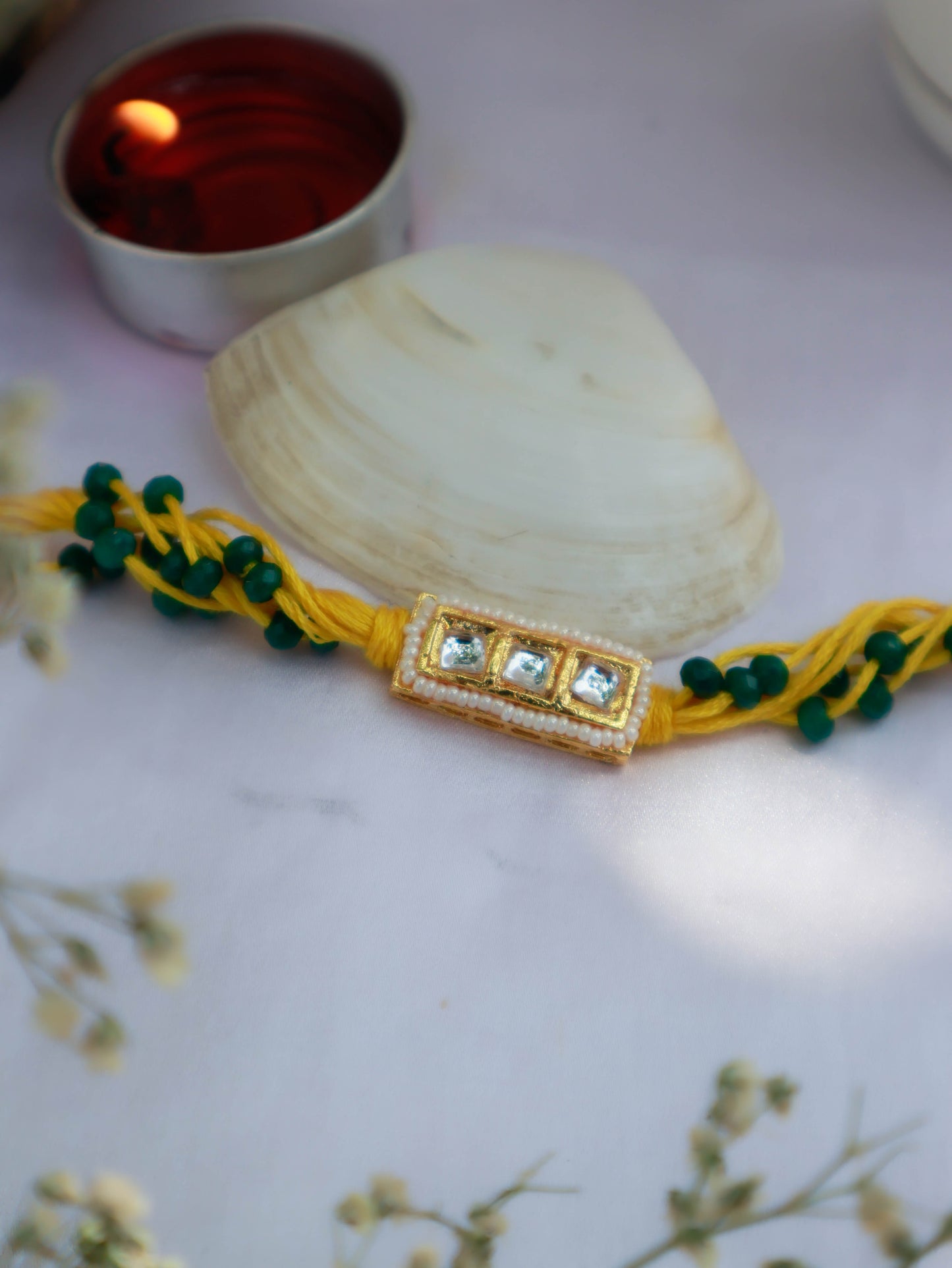 Naksh Yellow Kundan Rakhi