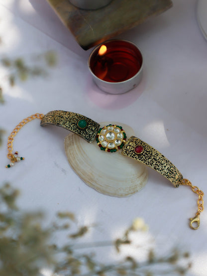 Nishi Kundan Embossed Lumba Bracelet