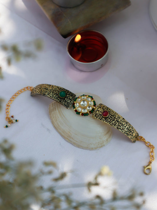 Nishi Kundan Embossed Lumba Bracelet