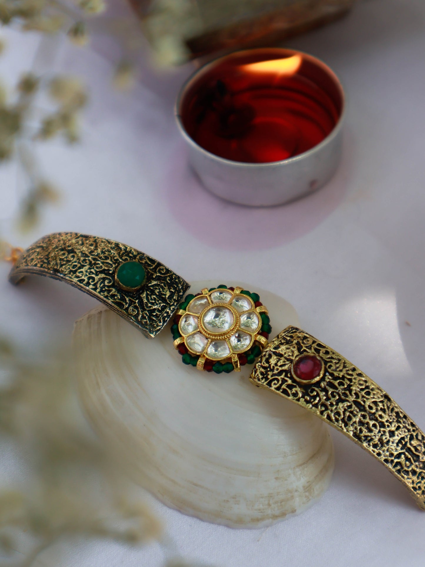Nishi Kundan Embossed Lumba Bracelet