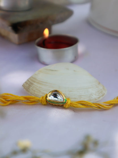Vyan Yellow Kundan Rakhi